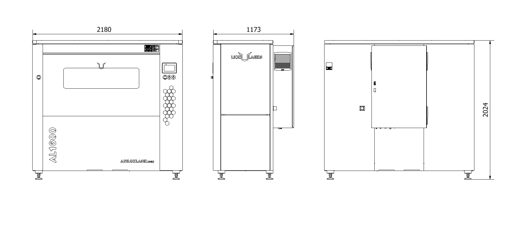 Dimensions of the AL1600 Anilox Cleaning Laser