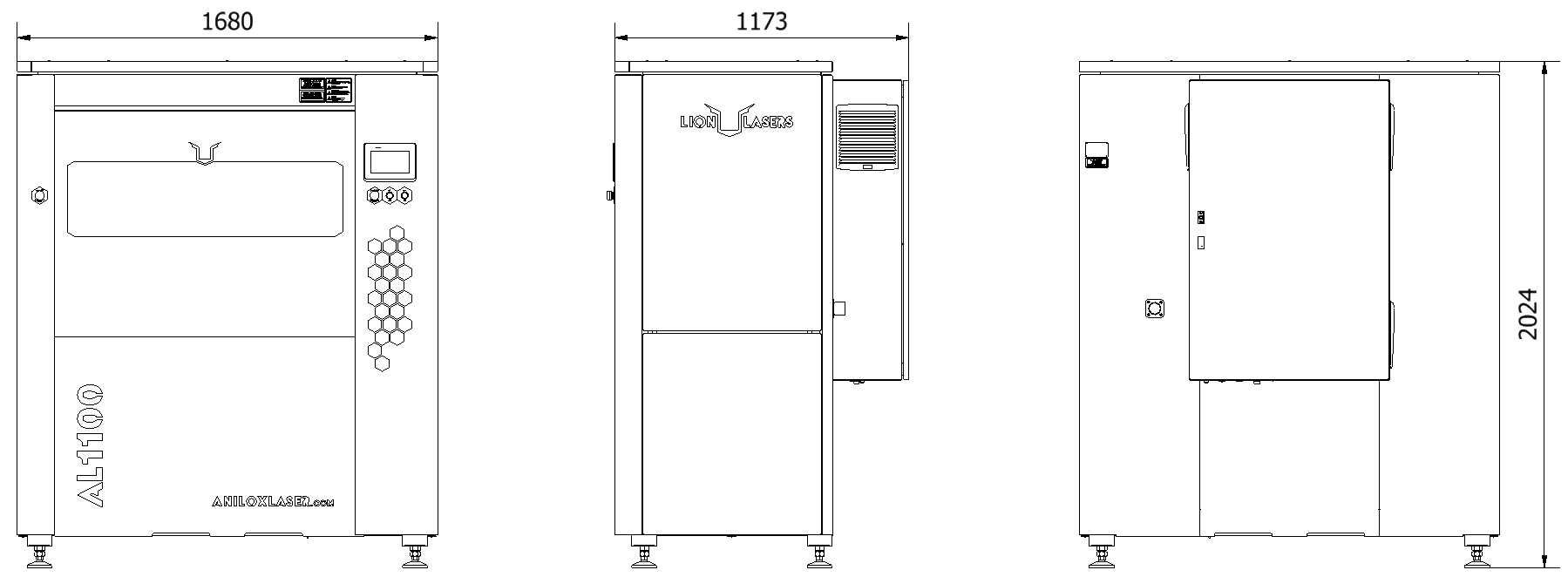 Dimensions Anilox Laser AL1100